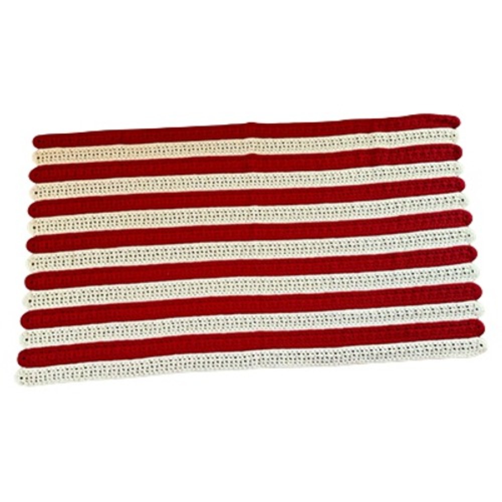Handmade Afghan Red White Crochet Granny Square Throw Blanket Heavy! 74x44‎